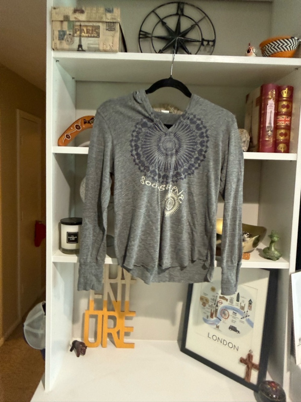 Grey Pullover tee with Mandala Graphic